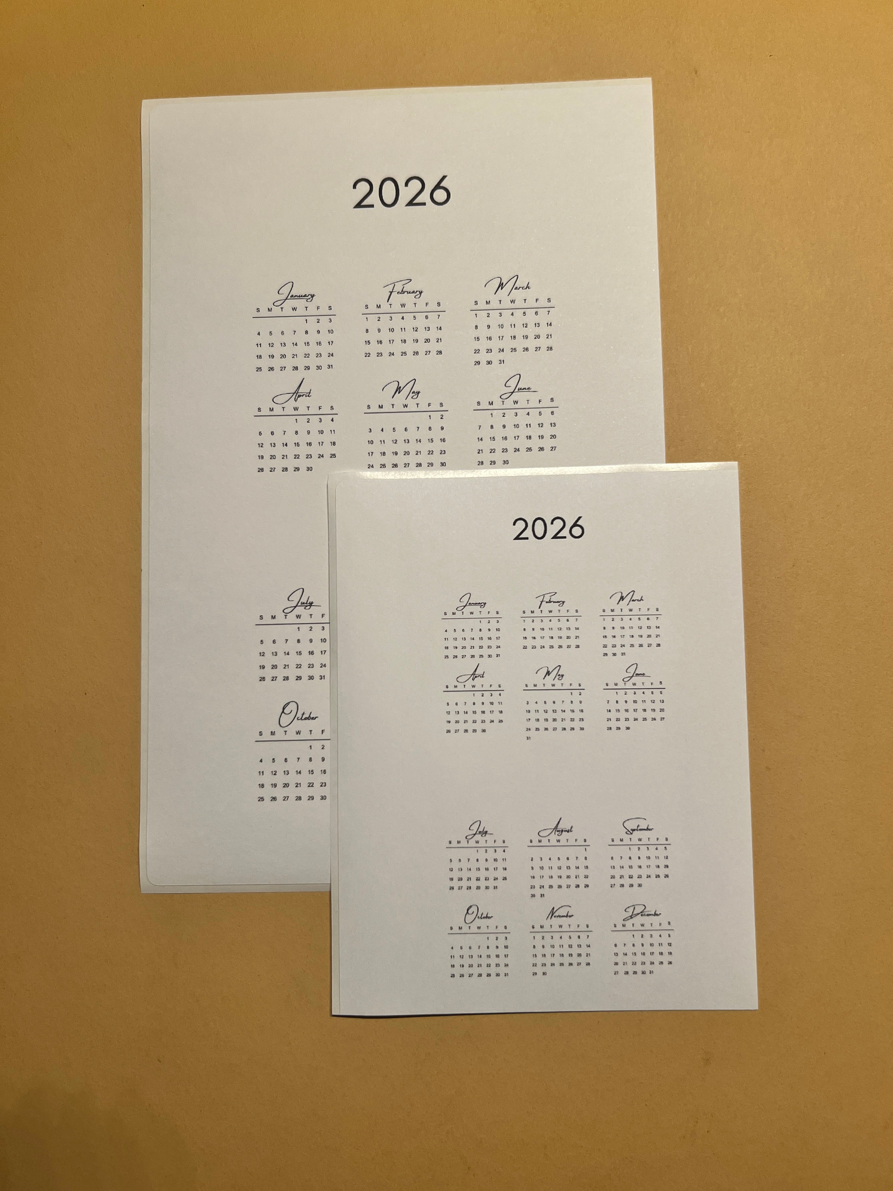 2026 Year Overview Calendar